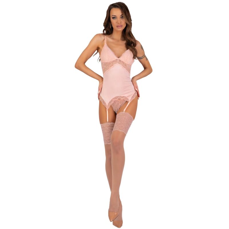 LIVCO CORSETTI FASHION – PERSINNE PEACH SET CORSET + PANTY + MEDIAS